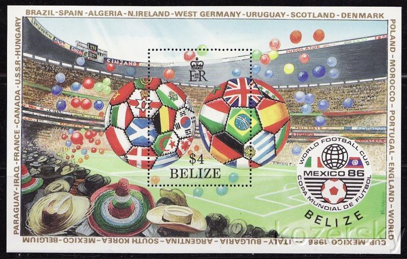 Belize  827, 1986 World Cup Soccer, Mexico, S/S, MNH