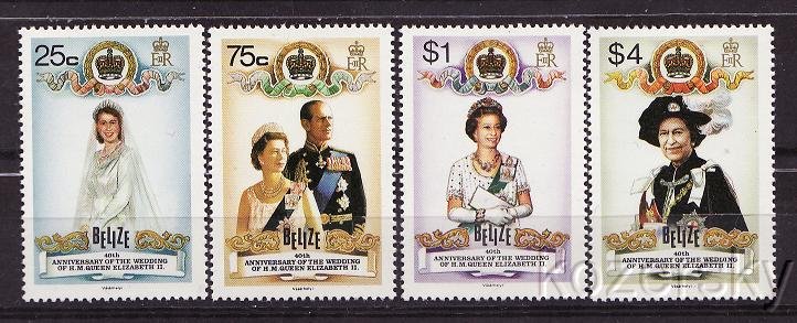 Belize  853-6, 40th Wedding Anniversary Stamps, Queen Elizabeth, MNH