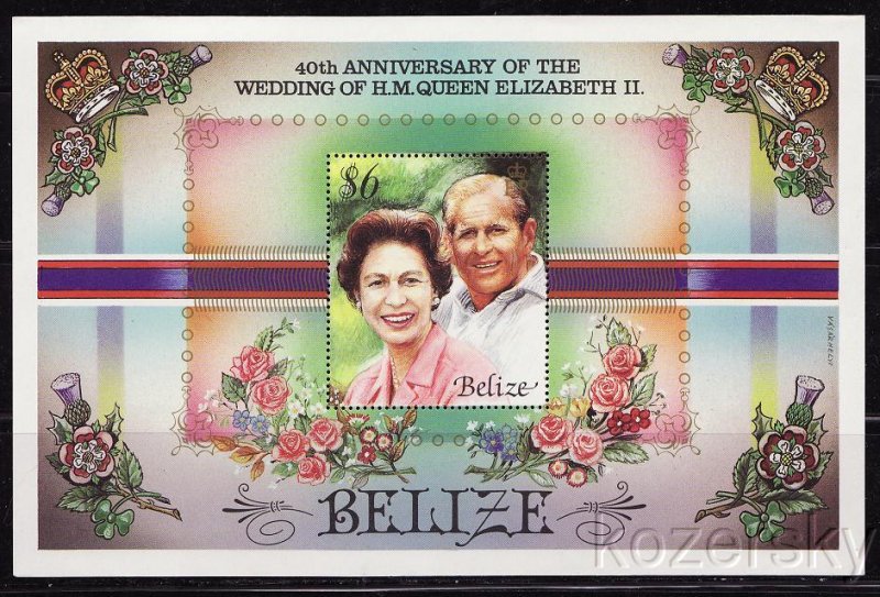 Belize  857, 40th Wedding Anniversary Stamp, Queen Elizabeth, S/S, MNH