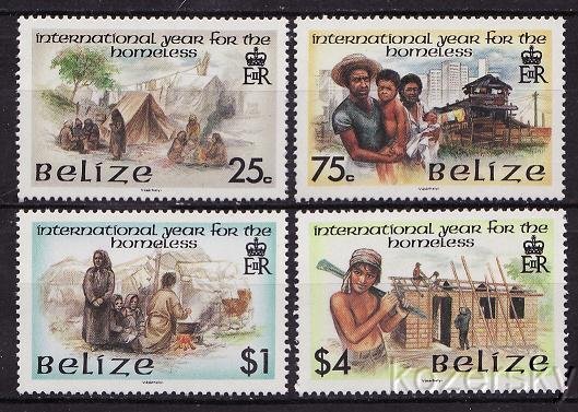Belize  878-81, International Year of Shelter for Homeless Stamps, MNH