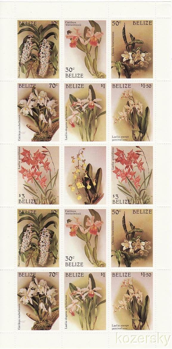 Belize  882-95, Orchids Stamps Sheet, MNH