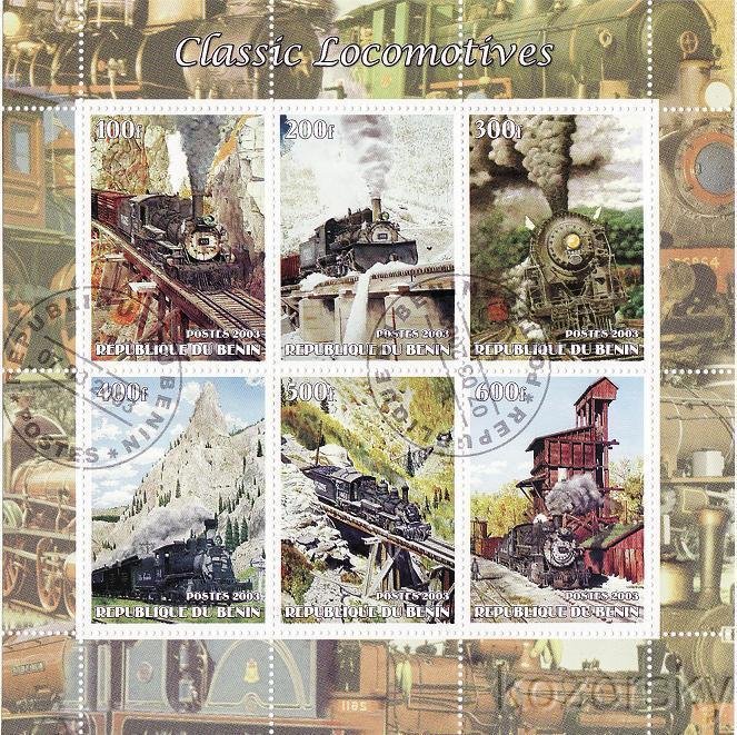 Benin, Classic Locomotives, Trains, Stamps Sheet, NH