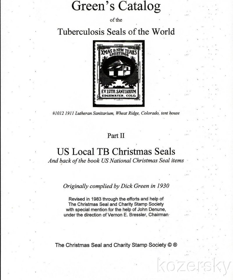 Green's Catalog, U.S. Local TB Christmas Seals, Part 2, 1983 ed., CD