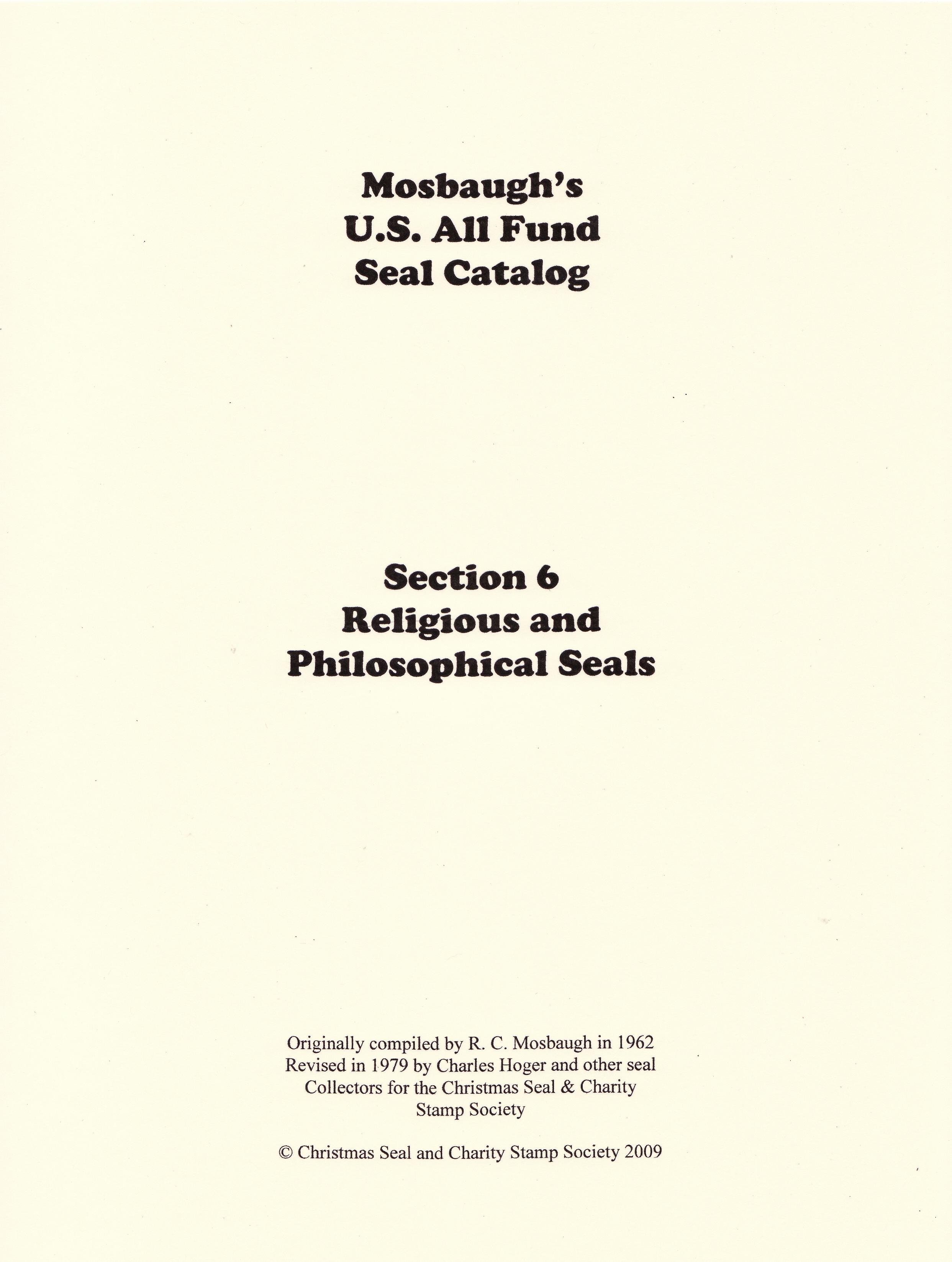Mosbaugh's Catalog, Sec. 6. Religious & Philosophical Seals, 1962 ed., Rev. 1979