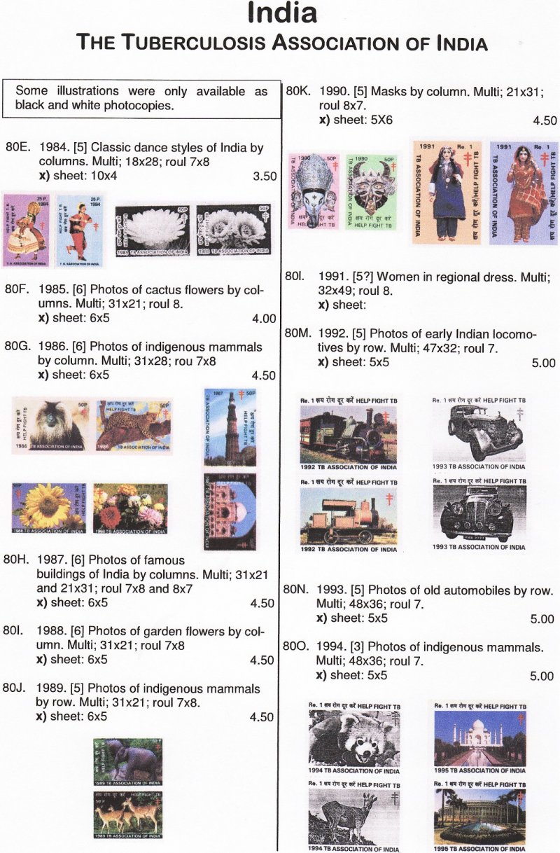 Green's Catalog, Part 3, Foreign TB Charity Seals, 1983-2007 Supp. - India