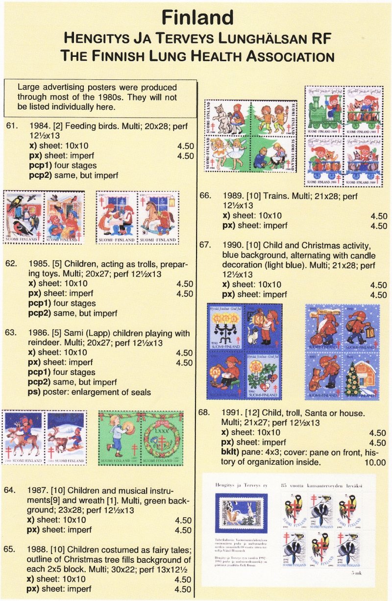 Green's Catalog, Part 3, Foreign TB Charity Seals, 1983-2007 Supp. - Finland