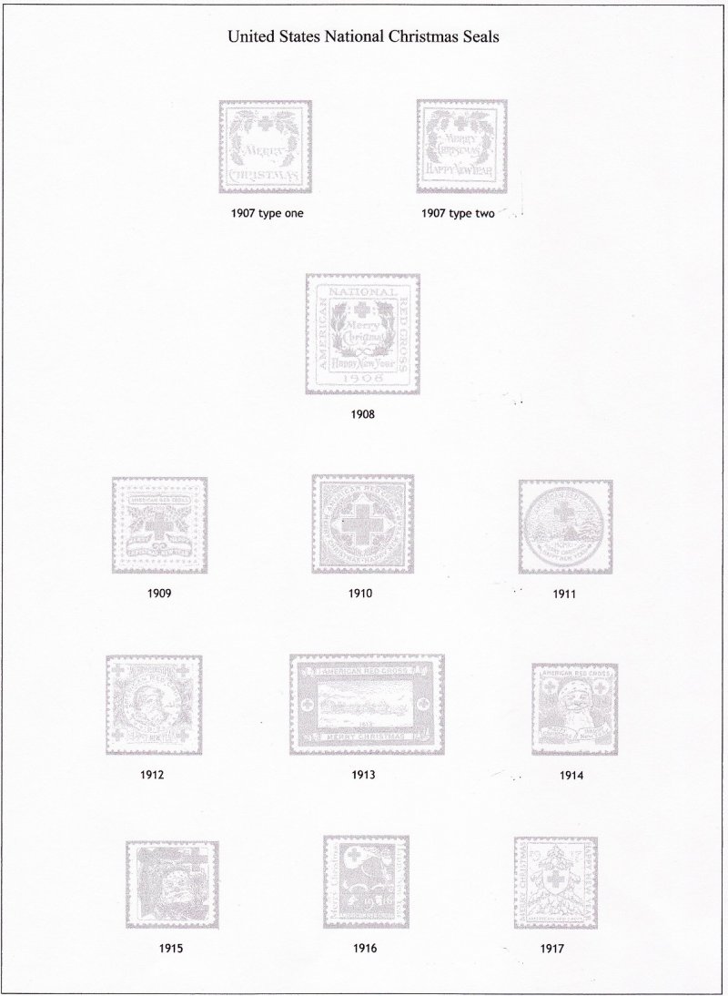 U.S. National Christmas Seal Stamp Album, 1907-2015, Advanced Edition, w/images (white)