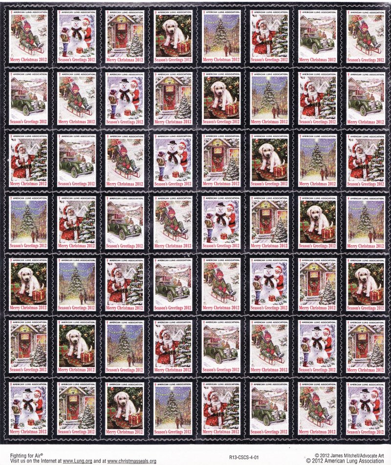  2012-1x1, 2012 U.S. National Christmas Seals Sheet, R13-CSCS-4-01