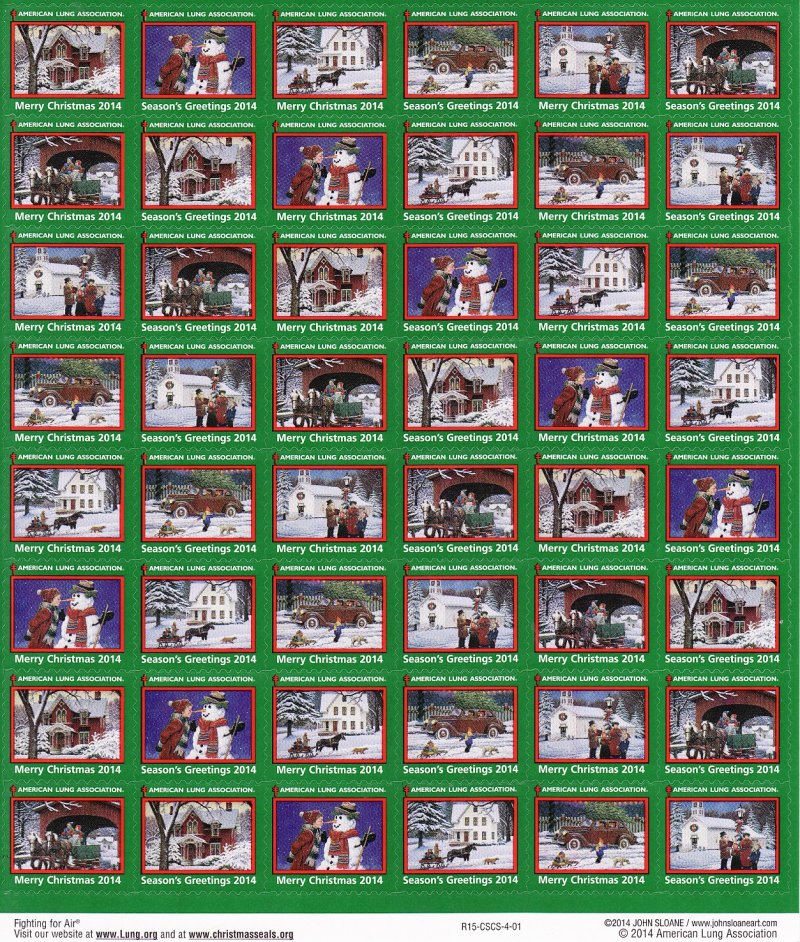 114-1x1, 2014 U.S. National Christmas Seals Sheet, R15-CSCS-4-01, sheet of 48 seals