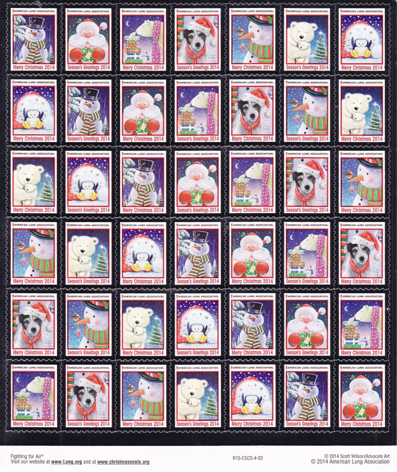  2014-T1x, 2014 ALA Test Design U.S. Christmas Seals Sheet, R15-CSCS-4-03