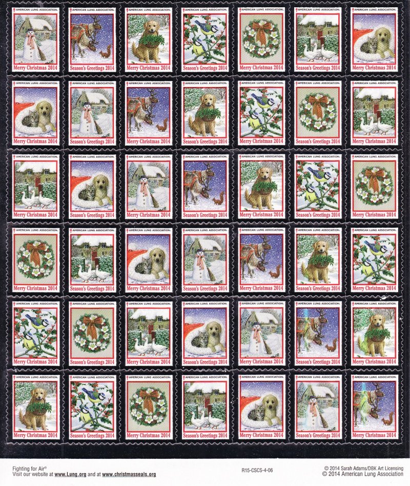  2014-T2x, 2014 ALA Test Design U.S. Christmas Seals Sheet, R15-CSCS-4-06