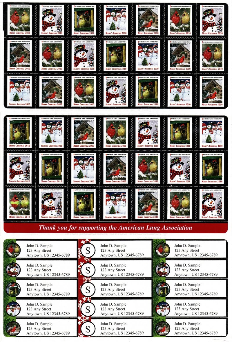   2010-1x7B 2010 U.S National Christmas Seals Sheet & Addr Labels, Q11-CS2S-4-54