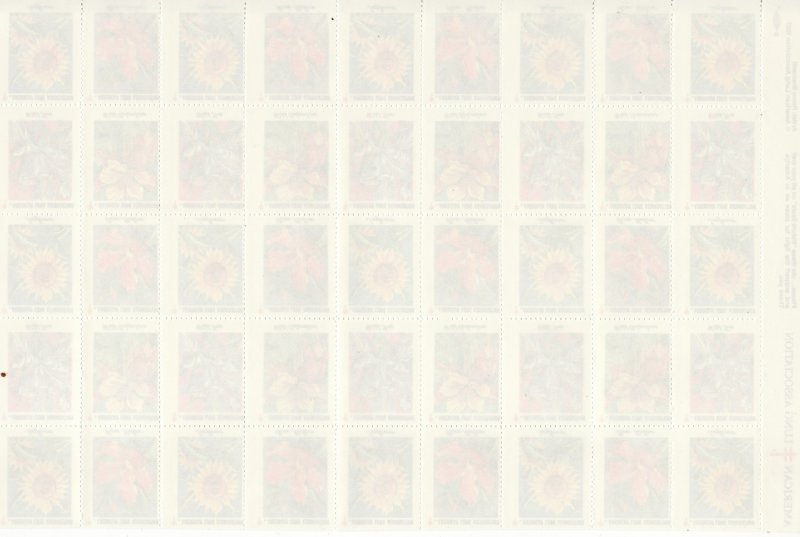 87-S1x, 1987 ALA National Design U.S. Spring Charity Seals Sheet, reverse of sheet