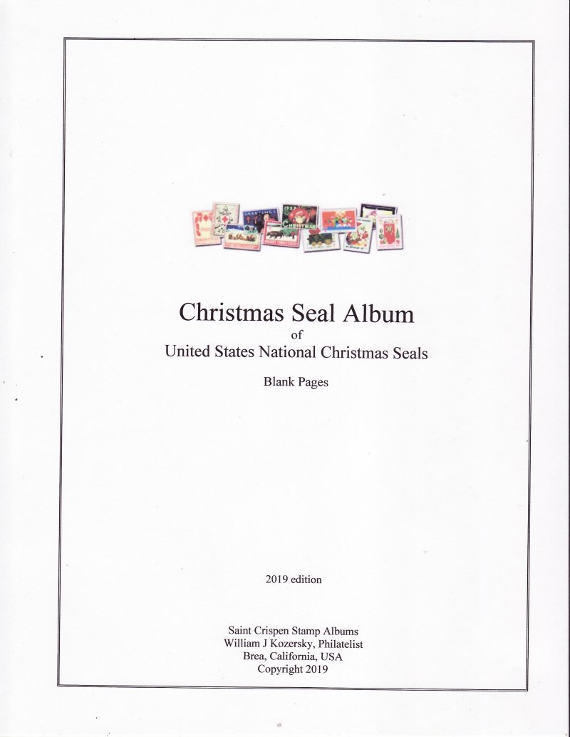 U.S. National Christmas Seal Stamp Album Pages, blank pages with title &  border