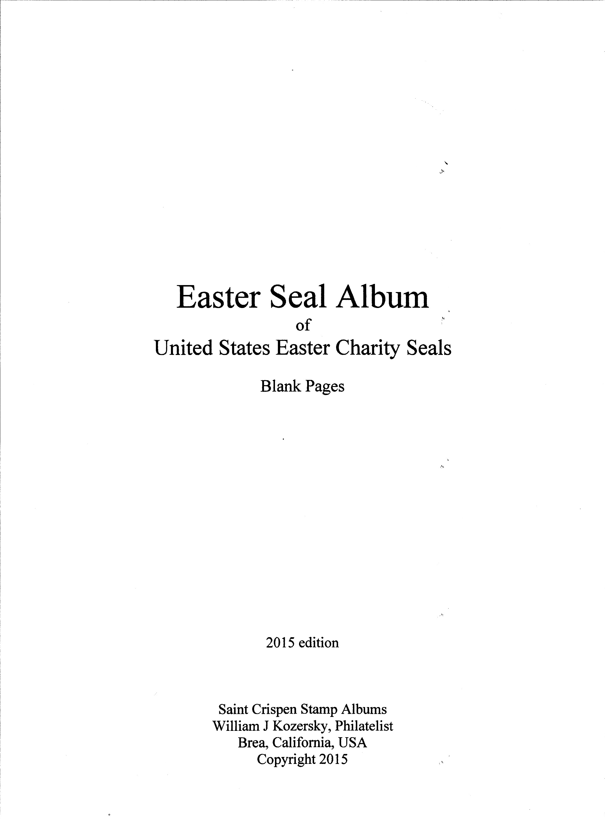  U.S. National Easter Seal Album Pages, blank pages with title and border