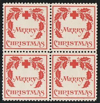   1907-1, WX1, 1907 U.S. Red Cross Christmas Seals, Block, Type 1