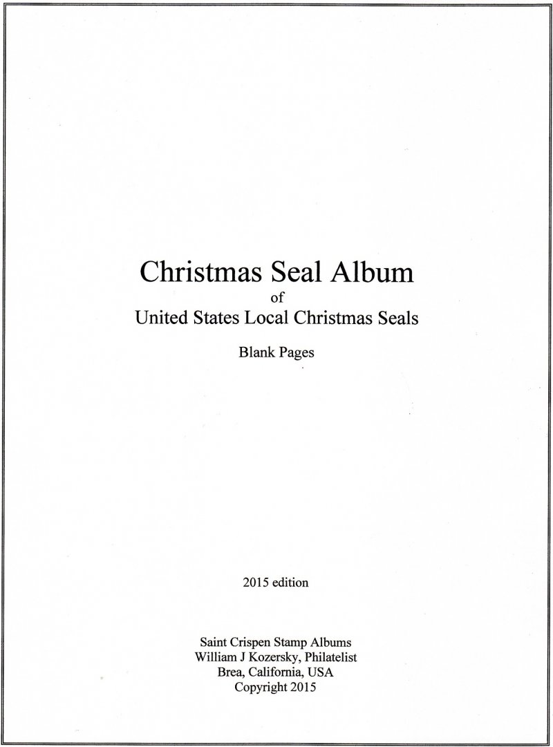 U.S. Local Christmas Seal Stamp Album Pages, blank pages with title and border