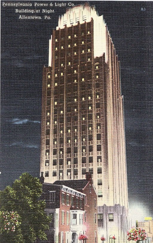 Pennsylvania Power and Light Co. Building at Night, Allentown, Pennsylvania