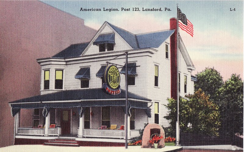 American Legion Post 123. Lansford, Pennsylvania.  Linen Postcard
