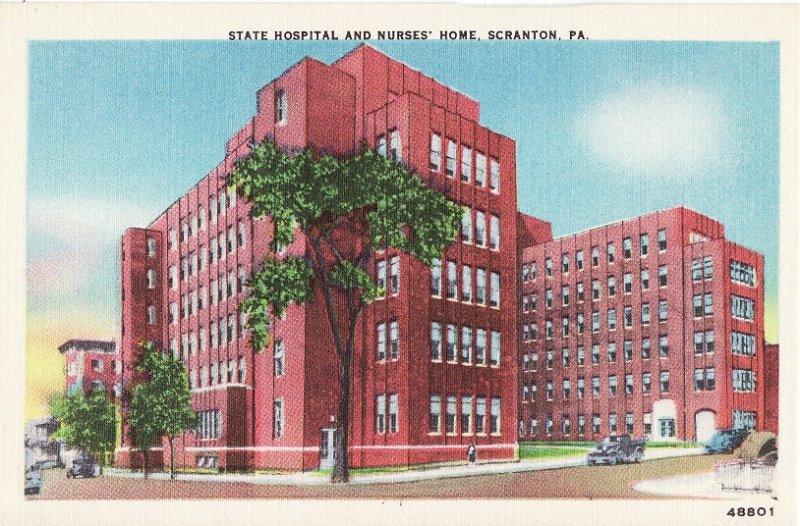 State Hospital and Nurses' Home, Scranton, Pennsylvania.  Linen Postcard