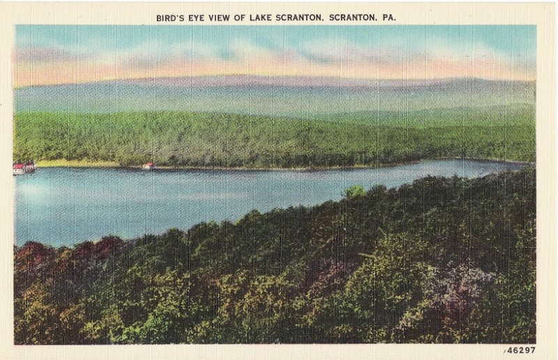 Bird's Eye View of Lake Scranton.  Scranton, Pennsylvania  Linen Postcard