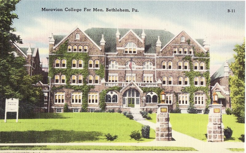 Moravian College for Men.  Bethlehem, Pennsylvania.  Linen Postcard