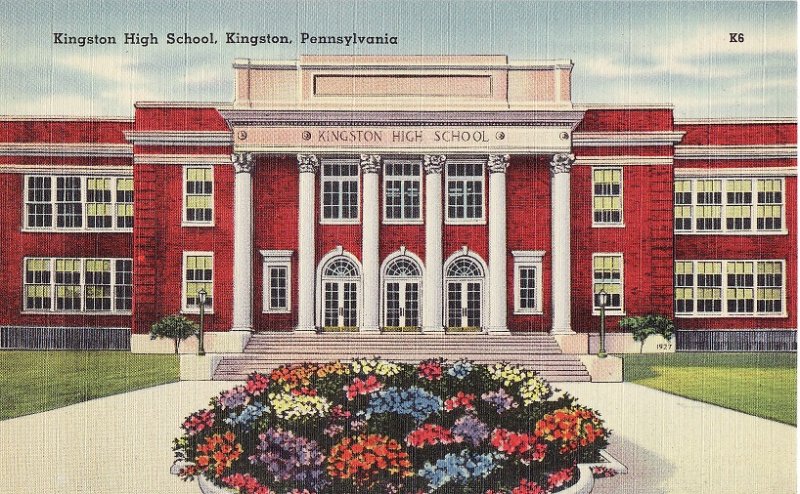 Kingston High School.  Kingston, Pennsylvania.  Linen Postcard.