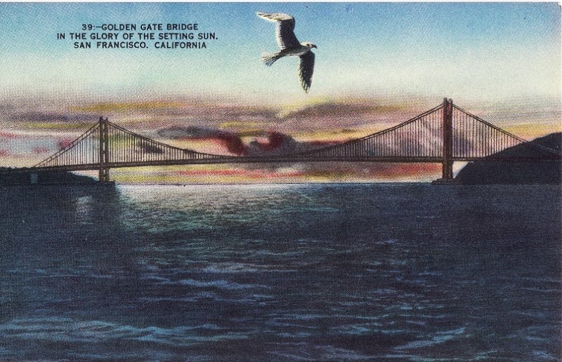 Golden Gate Bridge in the Glory of the Setting Sun. San Francisco, Ca.    