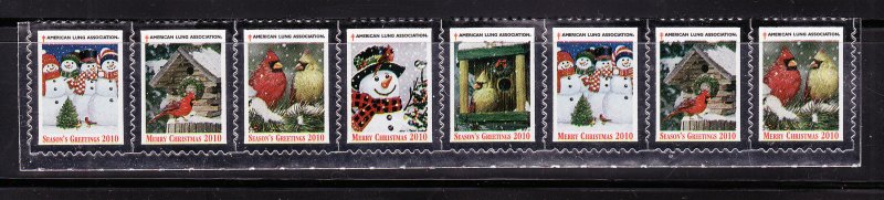 110-1, 2010 U.S. National Christmas Seals, As Required Strip of 7 Designs