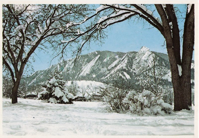 The Flatirons in Winter.  Boulder, Colorado Postcard.