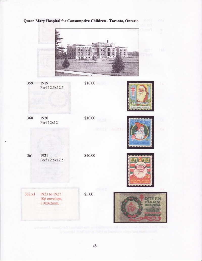 Green's Catalog, Canadian Local and Provincial TB Seals, 2007 ed., page 48