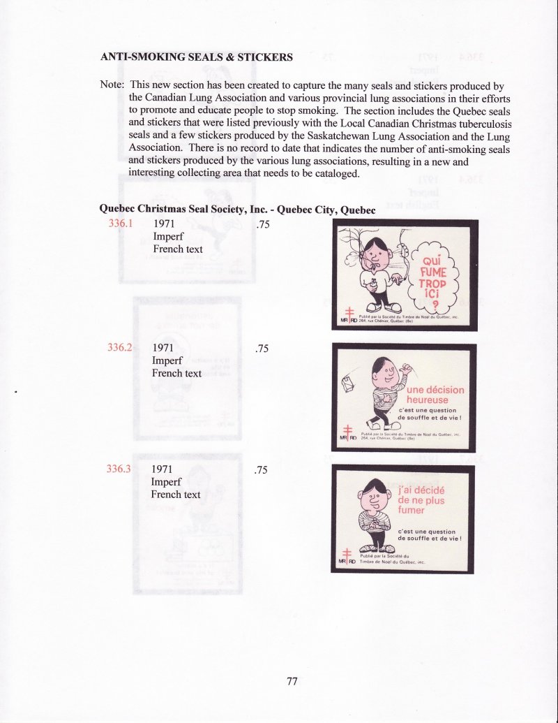 Green's Catalog, Canadian Local and Provincial TB Seals, 2007 ed., page 77