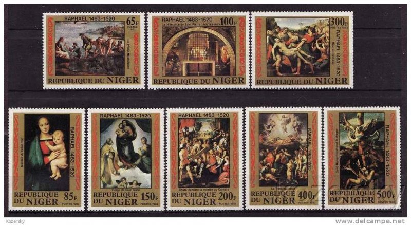 Niger 614-21, Raphael Paintings, Art Stamps, MNH