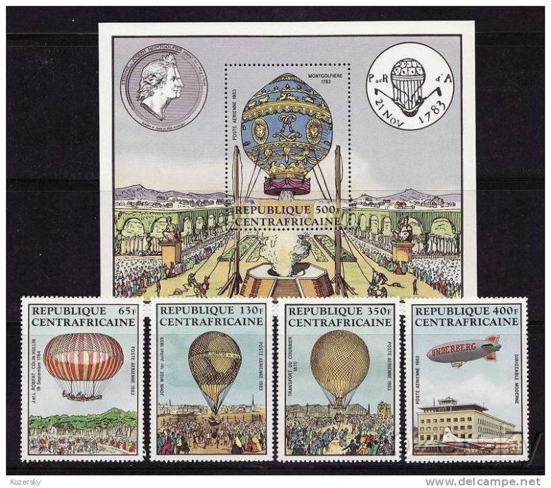 CAR C282-6, Central Africa Republic, Balloons Stamps, MNH