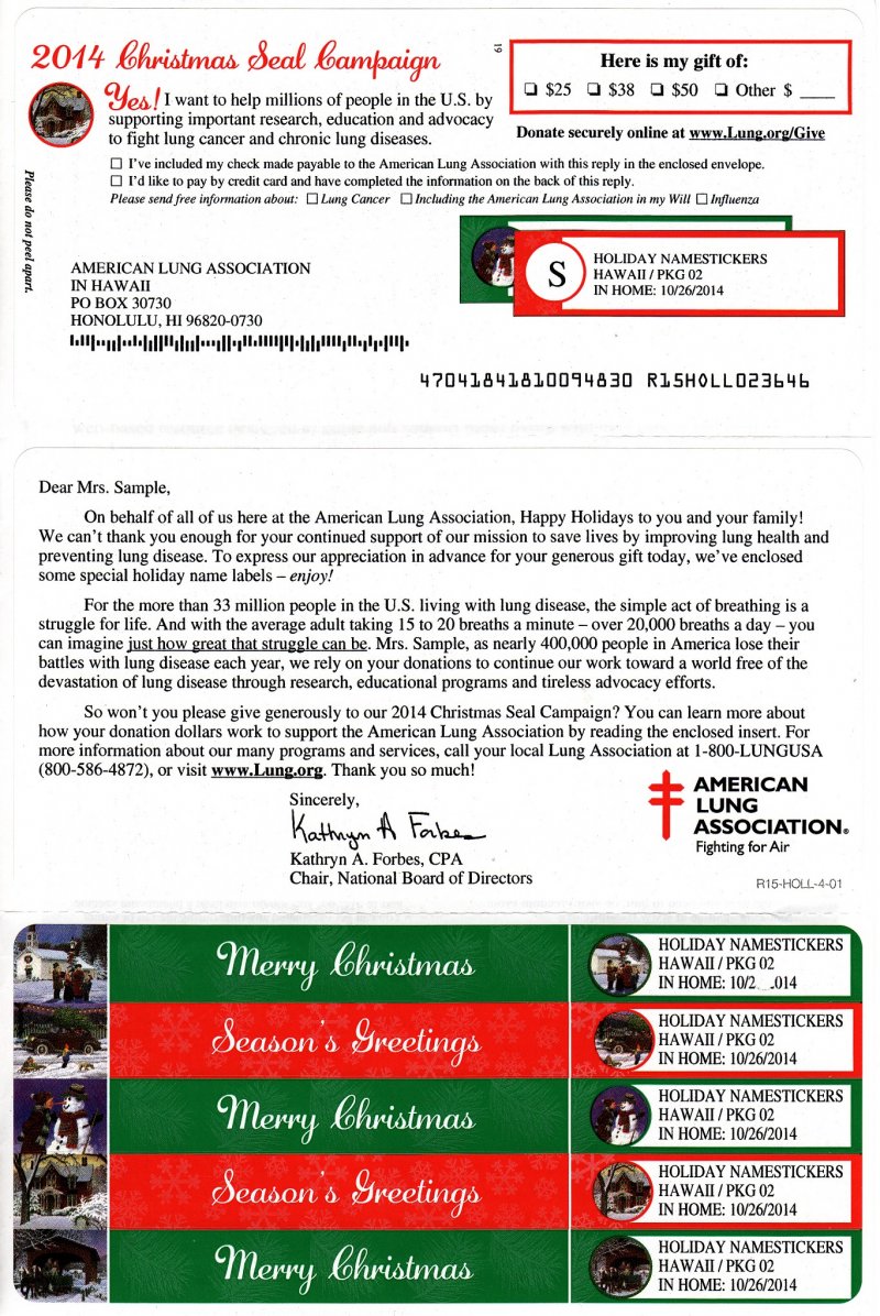 2014-1x6T, 2014 U.S. National Christmas Seals, Test Sheet, Seals & Labels, page 4