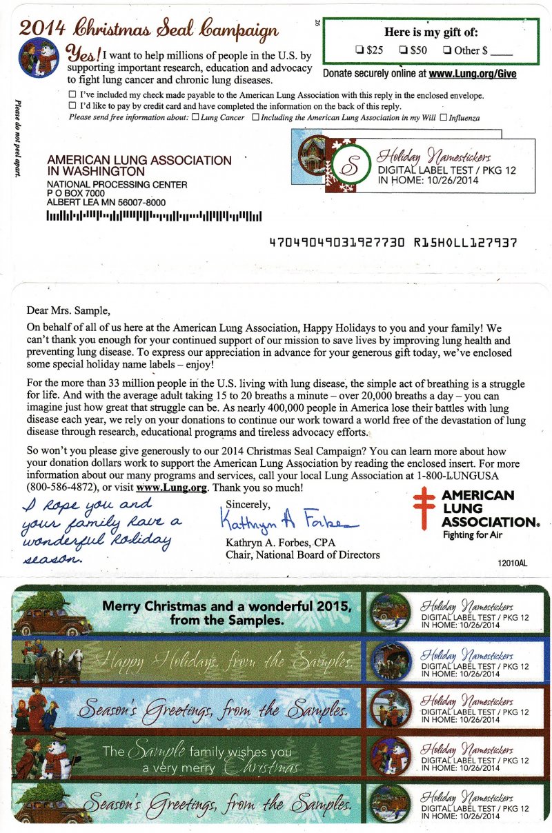 2014-1x7T, 2014 U.S. National Christmas Seals, Test Sheet, Seals, & Labels, page 4