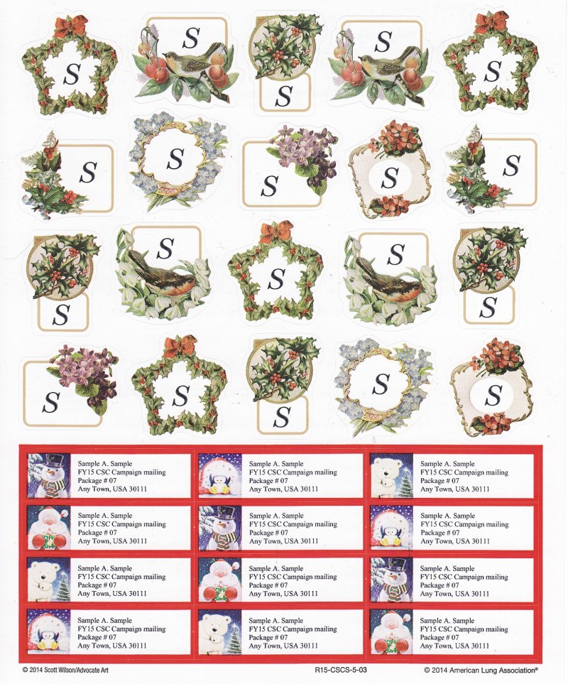 2014-T1.6x, 2014 ALA Christmas Snow Scene Stickers & Address Labels, R15-CSCS-5-03