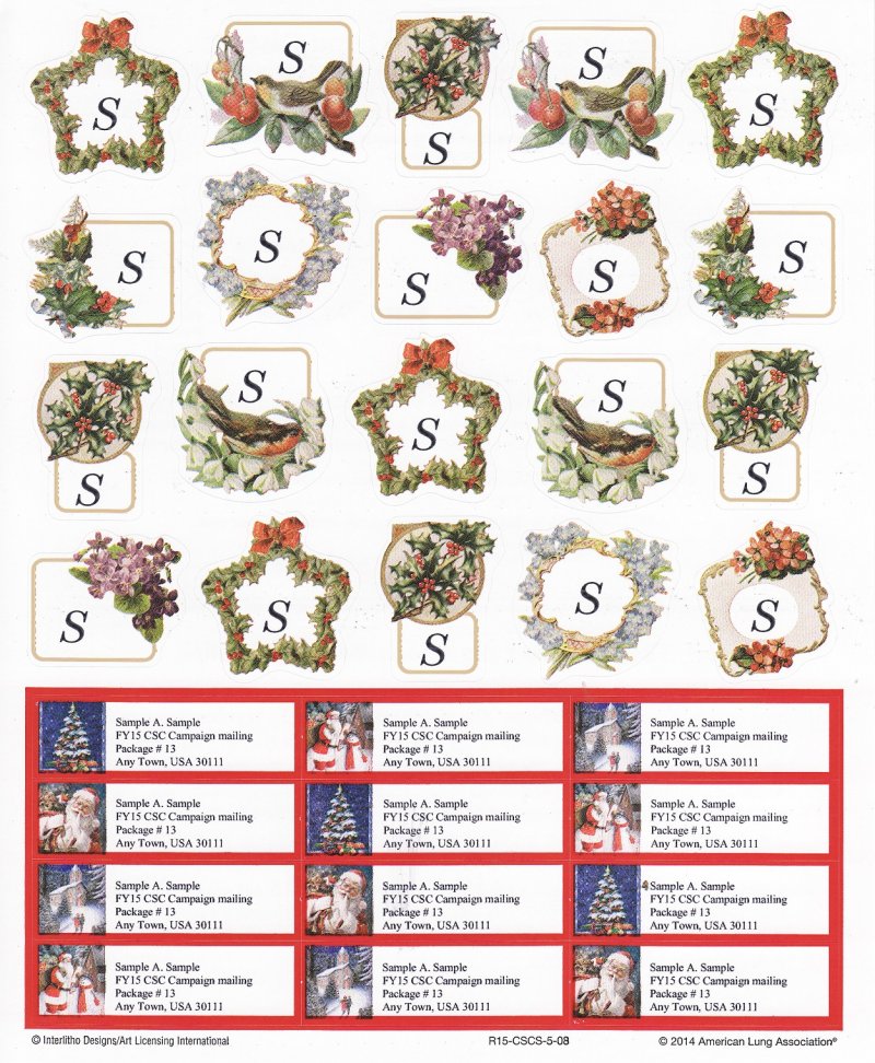 2014-T4.6x, 2014 ALA Christmas Snow Scene Stickers & Addess Labels R15-CSCS-5-08