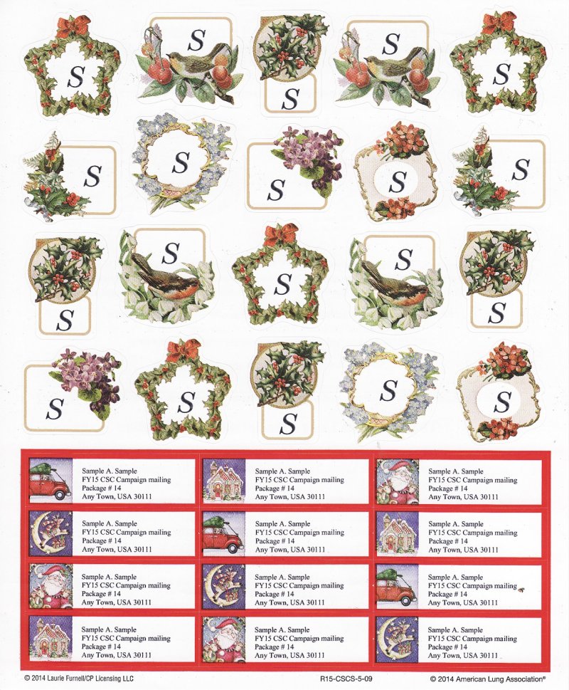 2014-T5.6x, 2014 ALA Christmas Snow Scene Stickers & Addess Labels R15-CSCS-5-09