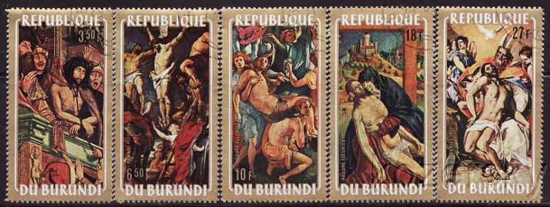 Burundi 394-8, Paintings, Easter, Crucifixion Stamps, NH