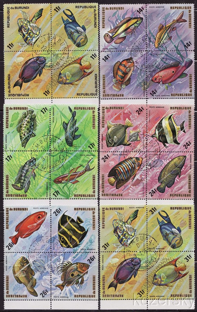 Burundi 449-54, C207-12, Fish Stamps, NH