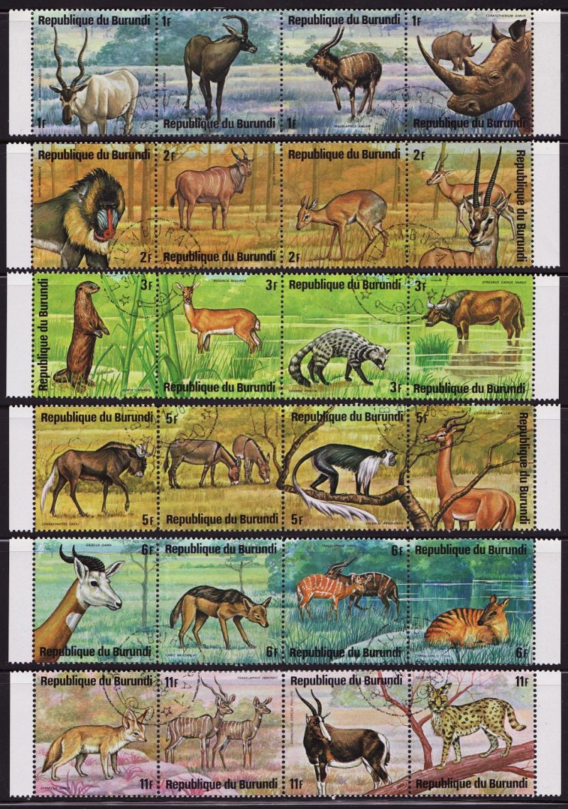 Burundi 479-84, C218-23, Wild Animals, Strips/4, NH
