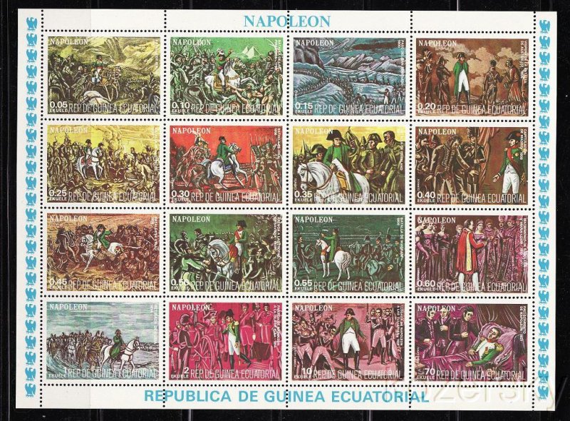 Equatorial Guinea, 7782-97, Napoleon, Life, Battle Scenes, Sheet/16,  MNH