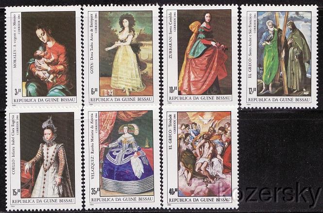 Guinea-Bissau  553-60, Paintings by Spanish Artists, S/S, MNH