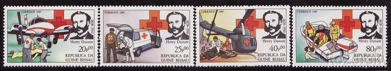 Guinea-Bissau  643-46, Red Cross, Airplane, Helicopter, MNH