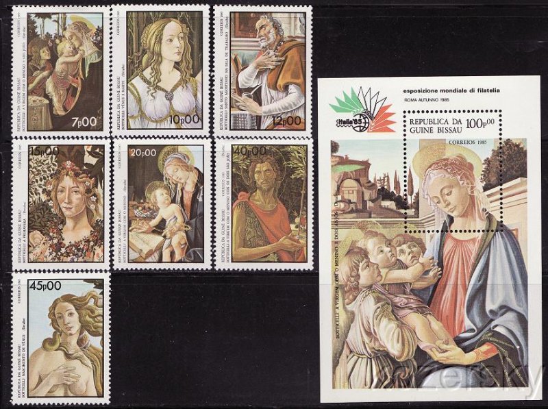 Guinea-Bissau  672-79, Botticelli Paintings, S/S, MNH
