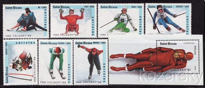 Guinea-Bissau  704-10, 710A, Winter Olympics, Sports, MNH