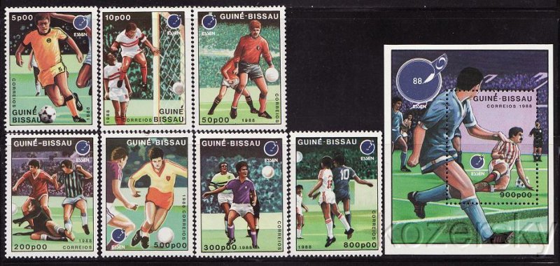 Guinea-Bissau  711-17, 718, Soccer, Soccer Players, S/S, MNH