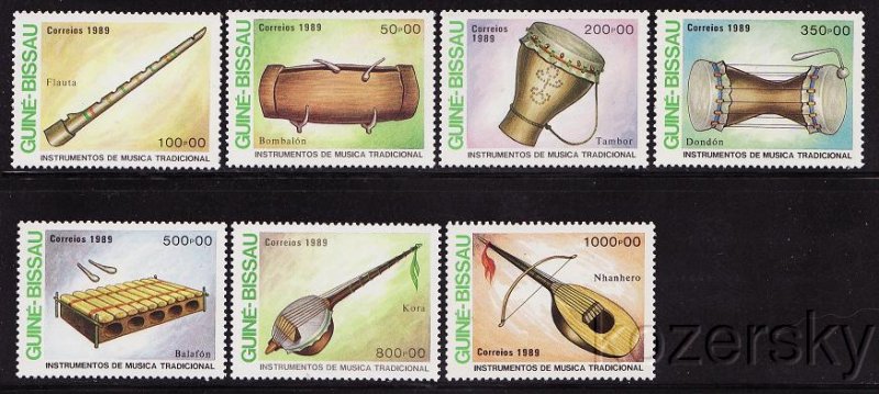 Guinea-Bissau  834-40, Musical Instruments, MNH