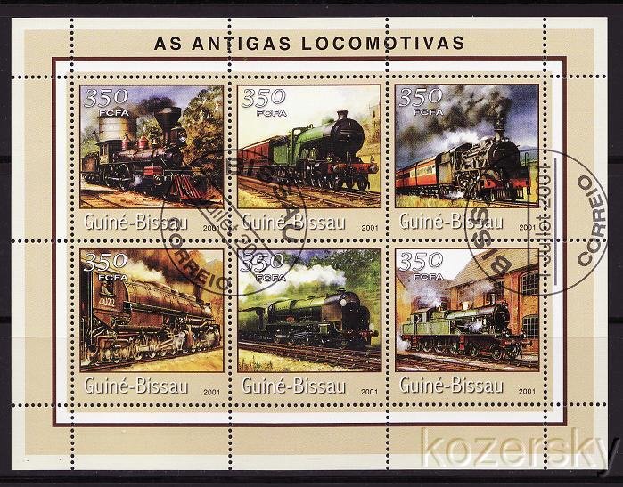 Guinea-Bissau 1719-24, Old Locomotives, Sheet/6, NH